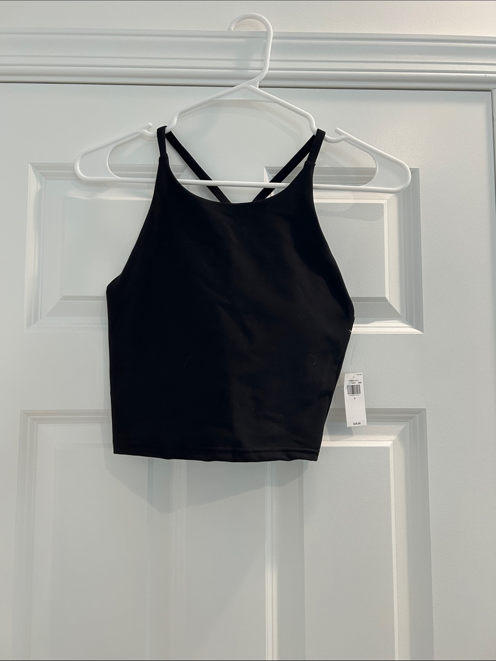 Old Navy Black Cropped High-Neck Exercise Tank Top with built-in bra - size S